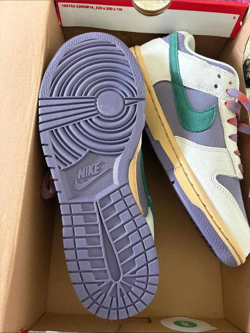 Nike Low-Top Sneakers in Purple, Teal, Cream, and Tan